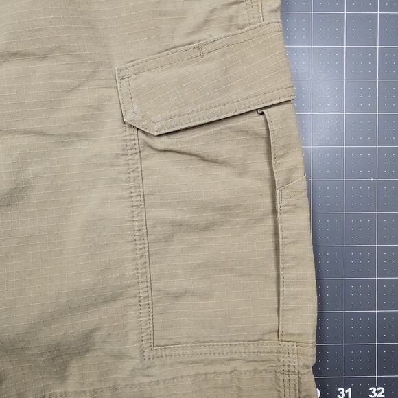 Carhartt Force Canvas Carpenter Shorts 36x11 Tan Ripstop Workwear Outdoors - Picture 2 of 13
